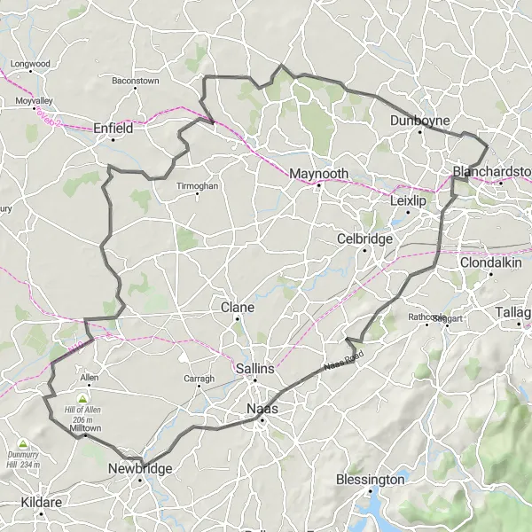 Map miniature of "The Lucan Loop Road" cycling inspiration in Eastern and Midland, Ireland. Generated by Tarmacs.app cycling route planner