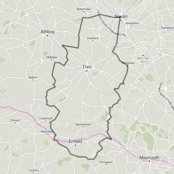 Map miniature of "Navan Circular Road" cycling inspiration in Eastern and Midland, Ireland. Generated by Tarmacs.app cycling route planner