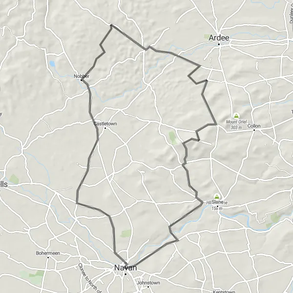 Map miniature of "Navan to Ballapousta" cycling inspiration in Eastern and Midland, Ireland. Generated by Tarmacs.app cycling route planner