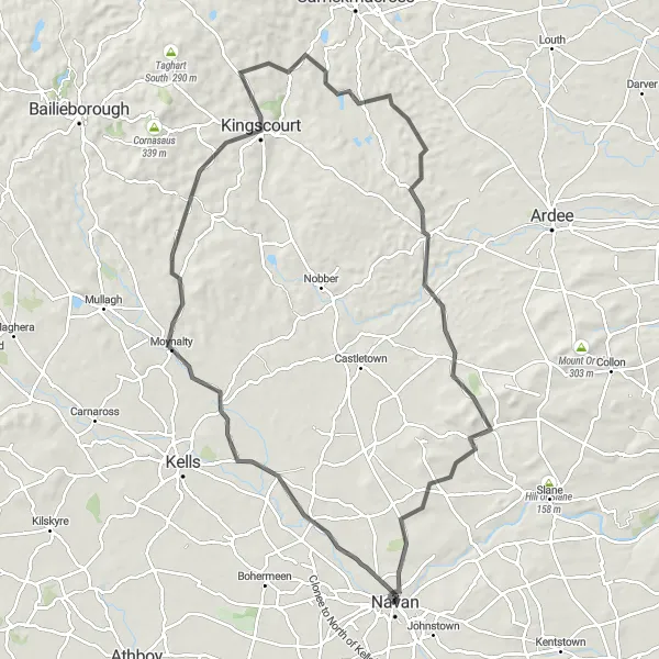 Map miniature of "Mystical Meath Circuit" cycling inspiration in Eastern and Midland, Ireland. Generated by Tarmacs.app cycling route planner