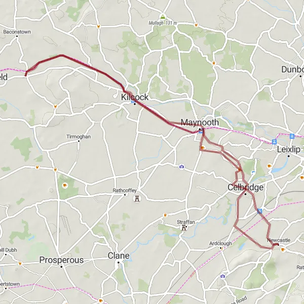 Map miniature of "Gravel Adventure - Maynooth Loop" cycling inspiration in Eastern and Midland, Ireland. Generated by Tarmacs.app cycling route planner