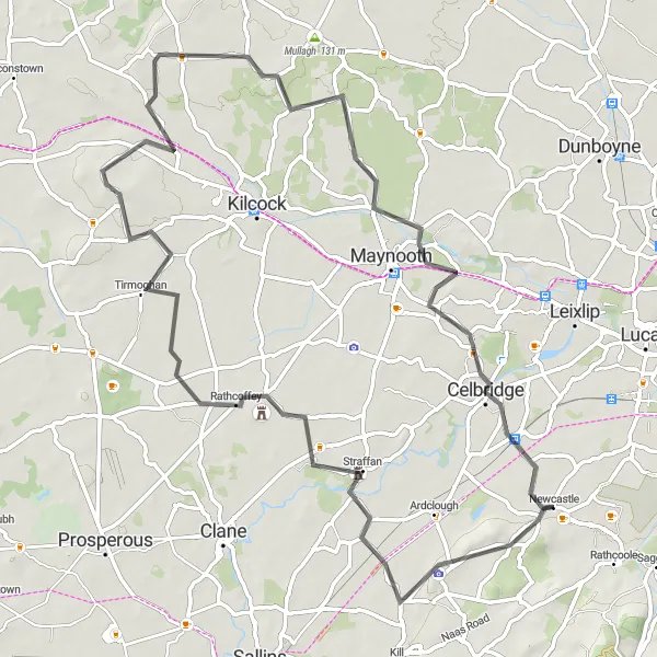 Map miniature of "Midland Adventure from Newcastle" cycling inspiration in Eastern and Midland, Ireland. Generated by Tarmacs.app cycling route planner