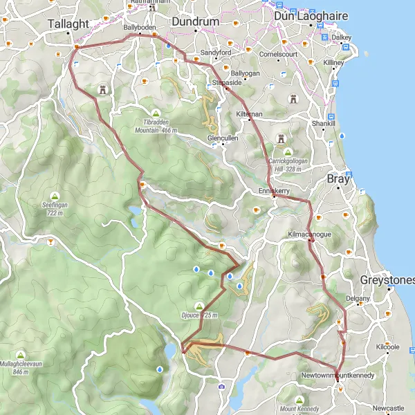 Map miniature of "Gravel Adventure" cycling inspiration in Eastern and Midland, Ireland. Generated by Tarmacs.app cycling route planner