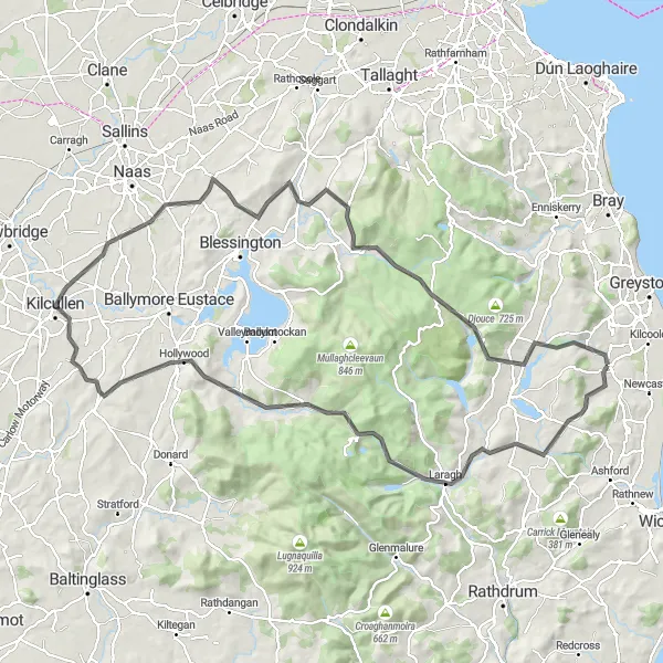 Map miniature of "Callowhill-Annamoe Exploration" cycling inspiration in Eastern and Midland, Ireland. Generated by Tarmacs.app cycling route planner