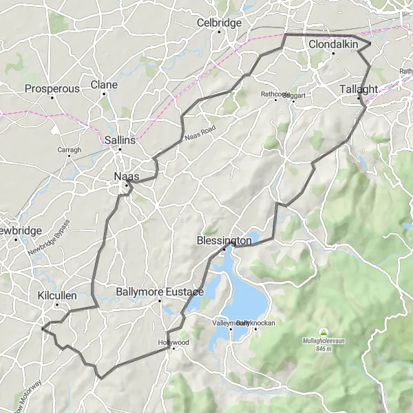 Map miniature of "Kilcullen's Countryside Escape" cycling inspiration in Eastern and Midland, Ireland. Generated by Tarmacs.app cycling route planner