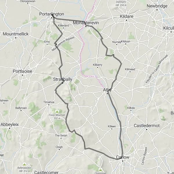 Map miniature of "Portarlington to Monasterevin Round-Trip" cycling inspiration in Eastern and Midland, Ireland. Generated by Tarmacs.app cycling route planner
