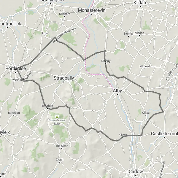 Map miniature of "The Vicarstown Loop" cycling inspiration in Eastern and Midland, Ireland. Generated by Tarmacs.app cycling route planner