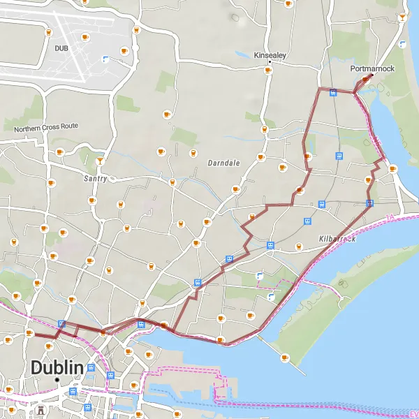 Map miniature of "Portmarnock Gravel Loop" cycling inspiration in Eastern and Midland, Ireland. Generated by Tarmacs.app cycling route planner