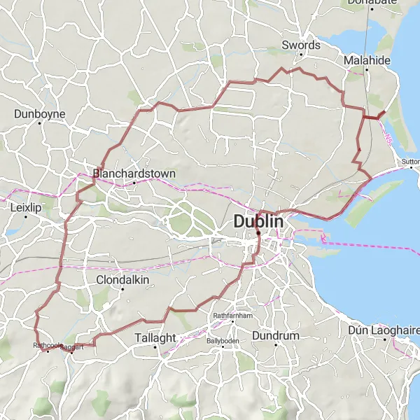 Map miniature of "Skyline Adventure" cycling inspiration in Eastern and Midland, Ireland. Generated by Tarmacs.app cycling route planner