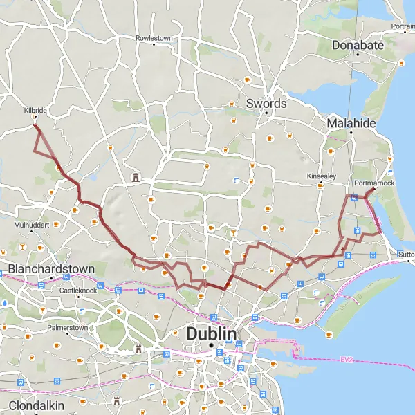 Map miniature of "Gravel Adventure" cycling inspiration in Eastern and Midland, Ireland. Generated by Tarmacs.app cycling route planner