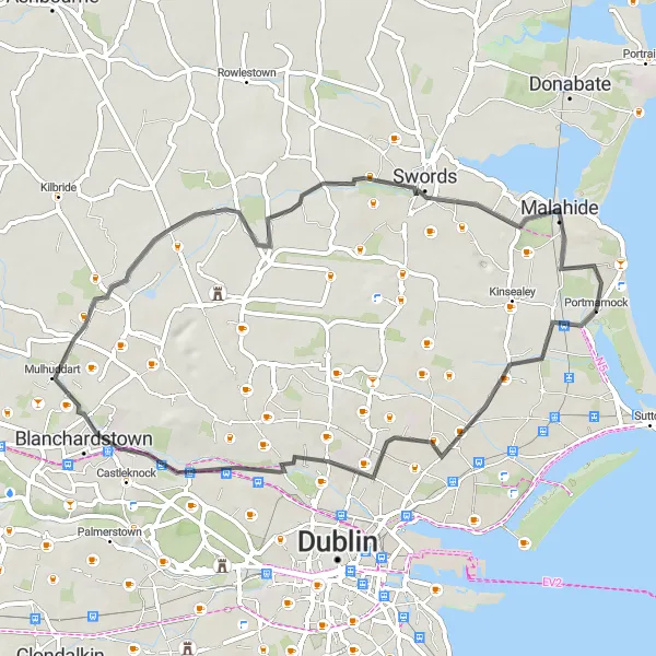Map miniature of "Portmarnock Loop" cycling inspiration in Eastern and Midland, Ireland. Generated by Tarmacs.app cycling route planner