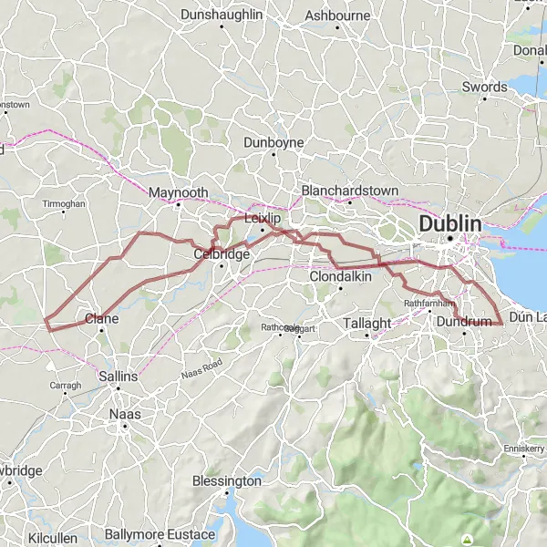 Map miniature of "Off the Beaten Path" cycling inspiration in Eastern and Midland, Ireland. Generated by Tarmacs.app cycling route planner