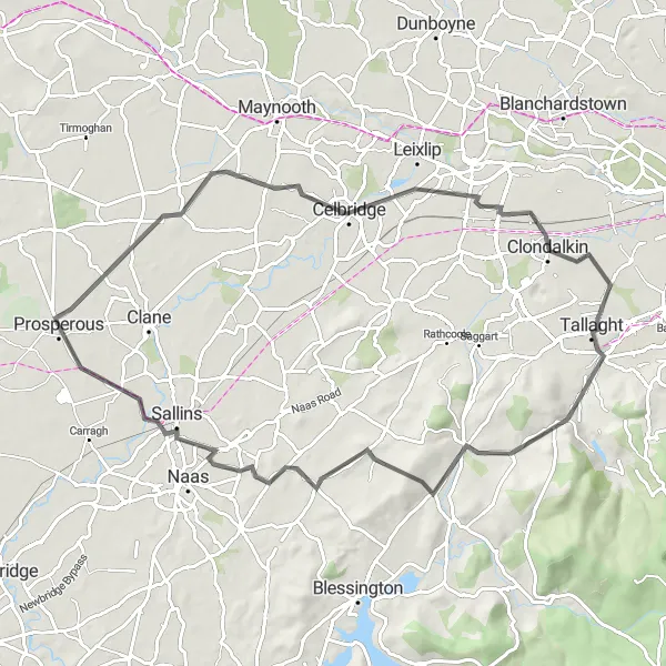 Map miniature of "Castles and Countryside" cycling inspiration in Eastern and Midland, Ireland. Generated by Tarmacs.app cycling route planner