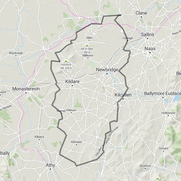 Map miniature of "Hilltop Wonders" cycling inspiration in Eastern and Midland, Ireland. Generated by Tarmacs.app cycling route planner