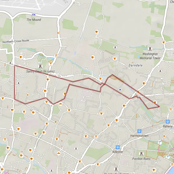 Map miniature of "Artane and Ballymun Gravel Route" cycling inspiration in Eastern and Midland, Ireland. Generated by Tarmacs.app cycling route planner