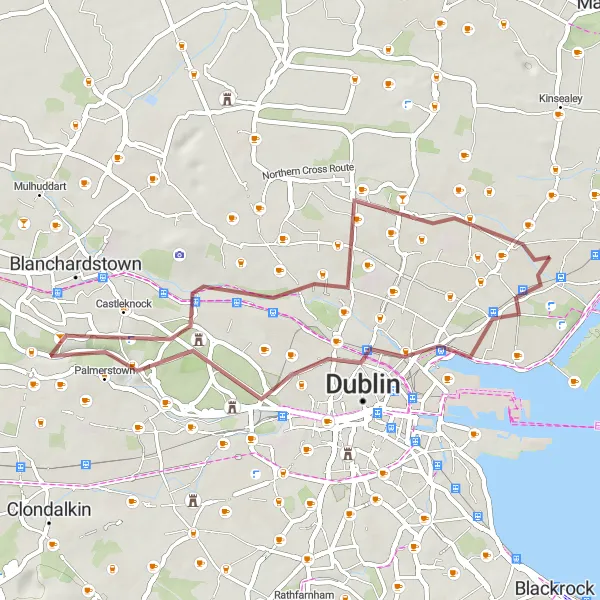 Map miniature of "Glasnevin Loop" cycling inspiration in Eastern and Midland, Ireland. Generated by Tarmacs.app cycling route planner