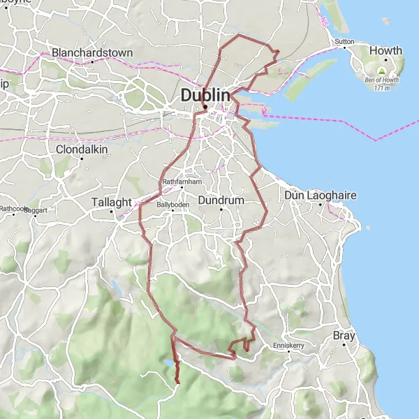 Map miniature of "Mountain Challenge" cycling inspiration in Eastern and Midland, Ireland. Generated by Tarmacs.app cycling route planner