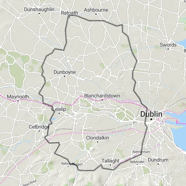 Map miniature of "Rathgar Castle Loop" cycling inspiration in Eastern and Midland, Ireland. Generated by Tarmacs.app cycling route planner