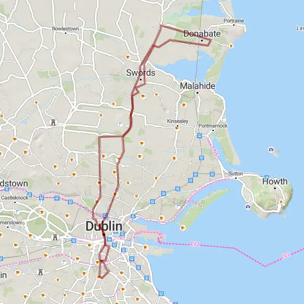 Map miniature of "Gravel Adventure Through Dublin" cycling inspiration in Eastern and Midland, Ireland. Generated by Tarmacs.app cycling route planner