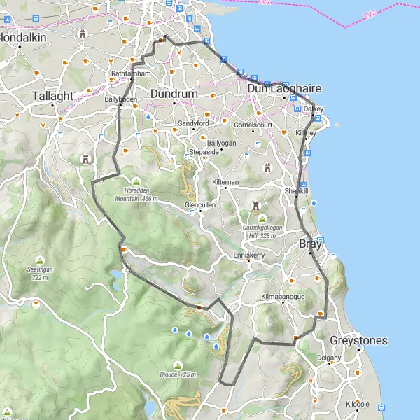 Map miniature of "The Hill Climb Challenge" cycling inspiration in Eastern and Midland, Ireland. Generated by Tarmacs.app cycling route planner