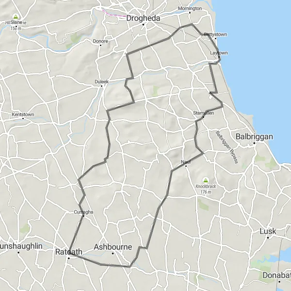 Map miniature of "Ratoath to Naul" cycling inspiration in Eastern and Midland, Ireland. Generated by Tarmacs.app cycling route planner