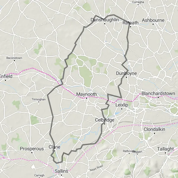 Map miniature of "Ratoath to Mullagh Circuit" cycling inspiration in Eastern and Midland, Ireland. Generated by Tarmacs.app cycling route planner