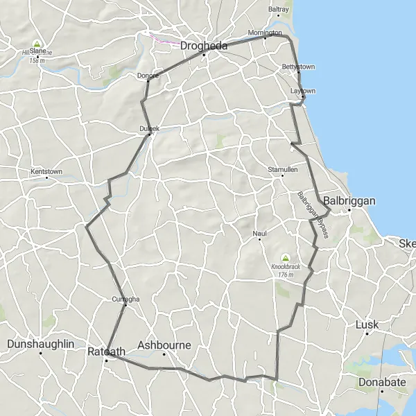 Map miniature of "Ratoath to Rowlestown" cycling inspiration in Eastern and Midland, Ireland. Generated by Tarmacs.app cycling route planner