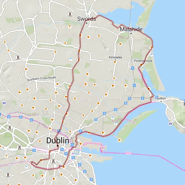 Map miniature of "Scenic Gravel Loop from Rialto" cycling inspiration in Eastern and Midland, Ireland. Generated by Tarmacs.app cycling route planner