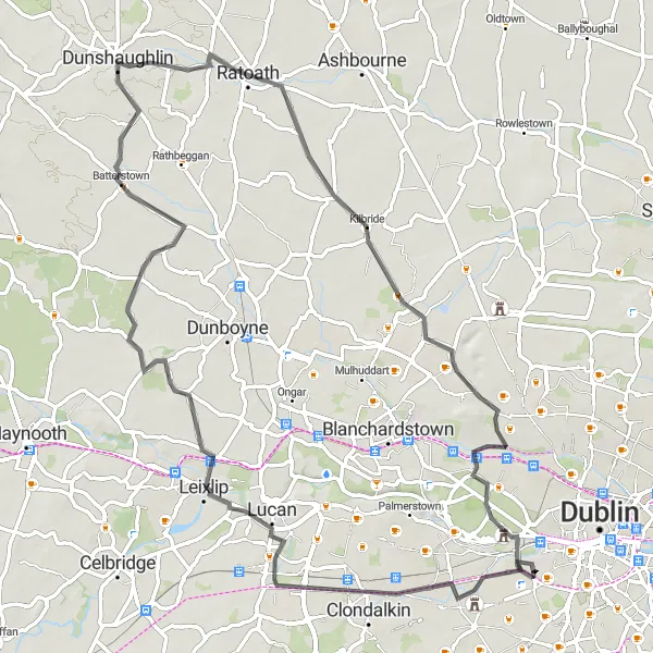 Map miniature of "Rialto to Islandbridge Loop" cycling inspiration in Eastern and Midland, Ireland. Generated by Tarmacs.app cycling route planner
