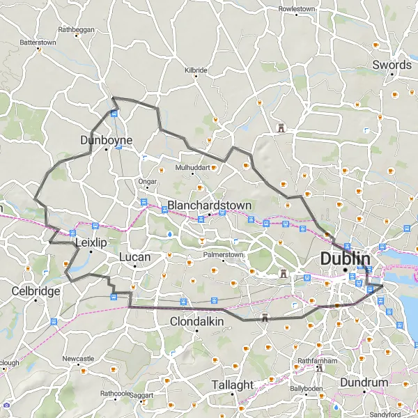 Map miniature of "Hidden Gems: Legacy of Dublin's Suburbs" cycling inspiration in Eastern and Midland, Ireland. Generated by Tarmacs.app cycling route planner