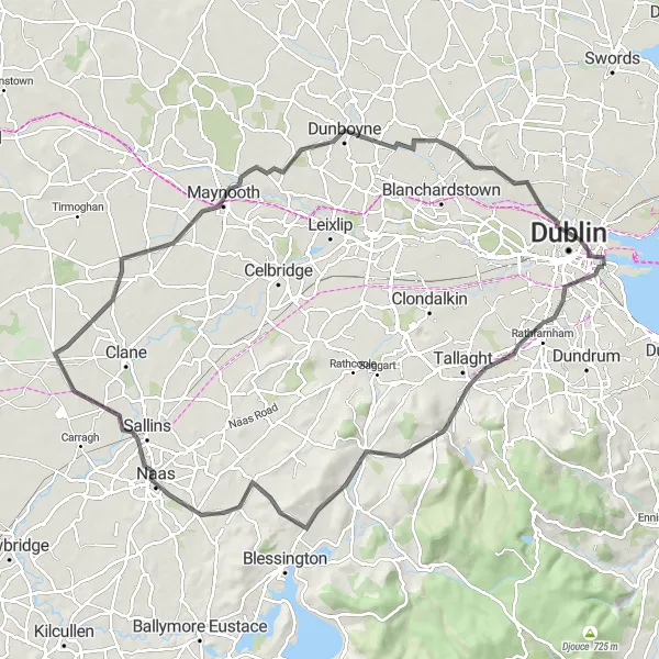 Map miniature of "Midland Marvels: Castles and Countryside" cycling inspiration in Eastern and Midland, Ireland. Generated by Tarmacs.app cycling route planner