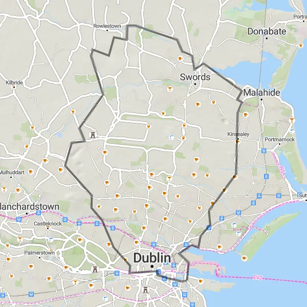 Map miniature of "Discover the Beauty of North Dublin" cycling inspiration in Eastern and Midland, Ireland. Generated by Tarmacs.app cycling route planner