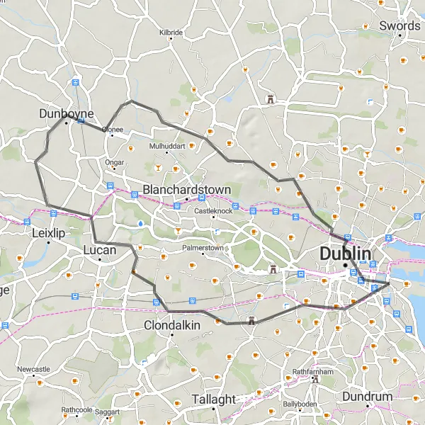 Map miniature of "Explore South Dublin's Hidden Gems" cycling inspiration in Eastern and Midland, Ireland. Generated by Tarmacs.app cycling route planner