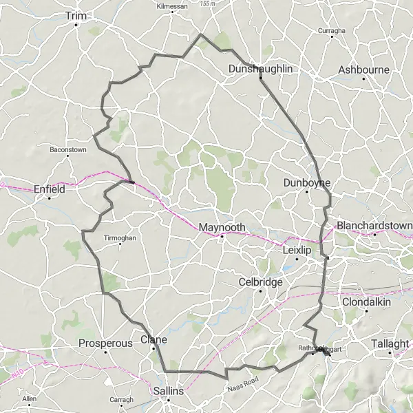 Map miniature of "The Saggart Circuit" cycling inspiration in Eastern and Midland, Ireland. Generated by Tarmacs.app cycling route planner