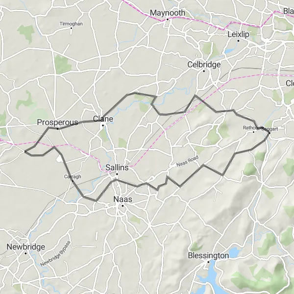 Map miniature of "Saggart to Newcastle Loop" cycling inspiration in Eastern and Midland, Ireland. Generated by Tarmacs.app cycling route planner