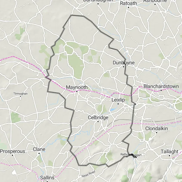 Map miniature of "Saggart to Mullagh Loop" cycling inspiration in Eastern and Midland, Ireland. Generated by Tarmacs.app cycling route planner