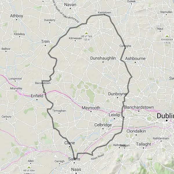 Map miniature of "The County Meath Allure" cycling inspiration in Eastern and Midland, Ireland. Generated by Tarmacs.app cycling route planner