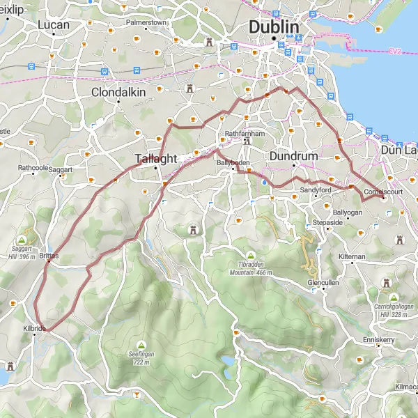 Map miniature of "Scenic Gravel Ride from Stillorgan to Foxrock" cycling inspiration in Eastern and Midland, Ireland. Generated by Tarmacs.app cycling route planner