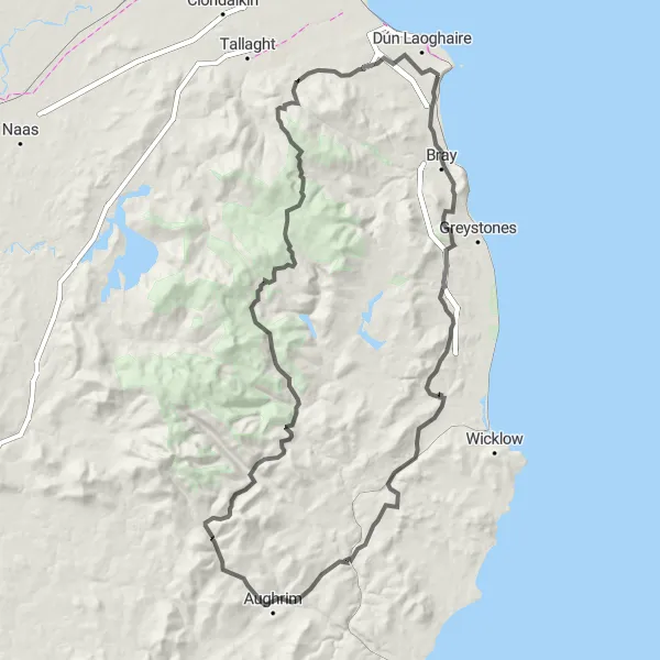 Map miniature of "The Ultimate Endurance Challenge" cycling inspiration in Eastern and Midland, Ireland. Generated by Tarmacs.app cycling route planner