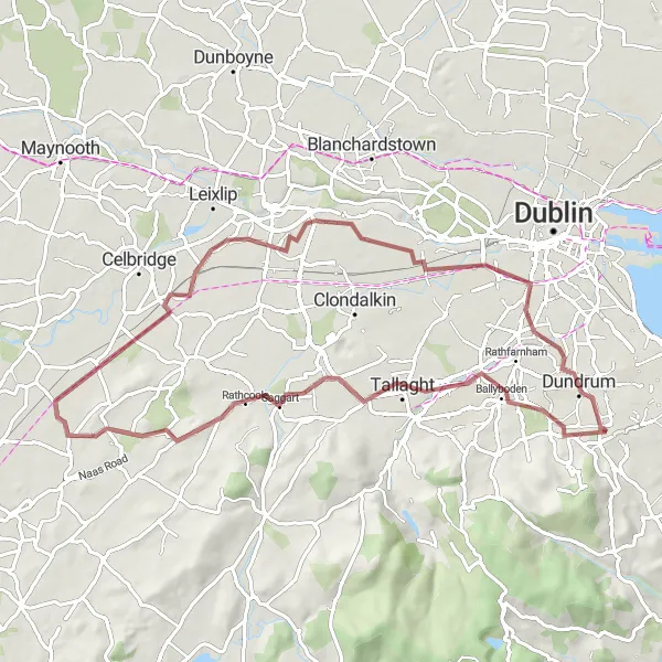 Map miniature of "The Sandyford Escape" cycling inspiration in Eastern and Midland, Ireland. Generated by Tarmacs.app cycling route planner