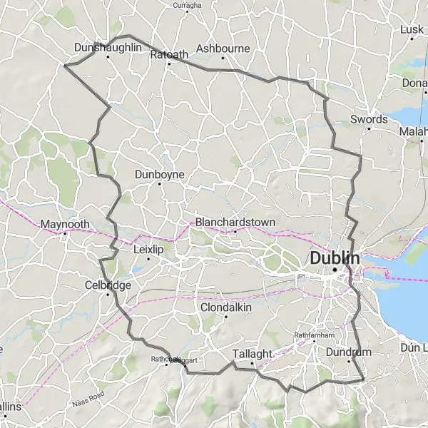 Map miniature of "Eastern Suburbs Loop" cycling inspiration in Eastern and Midland, Ireland. Generated by Tarmacs.app cycling route planner