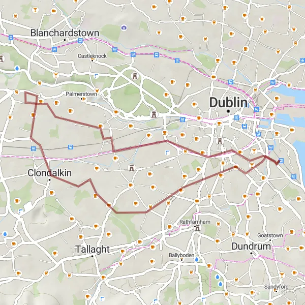 Map miniature of "Sandymount to Royal Irish Academy" cycling inspiration in Eastern and Midland, Ireland. Generated by Tarmacs.app cycling route planner