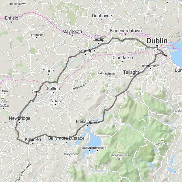 Map miniature of "Sandymount to Barberstown Castle" cycling inspiration in Eastern and Midland, Ireland. Generated by Tarmacs.app cycling route planner