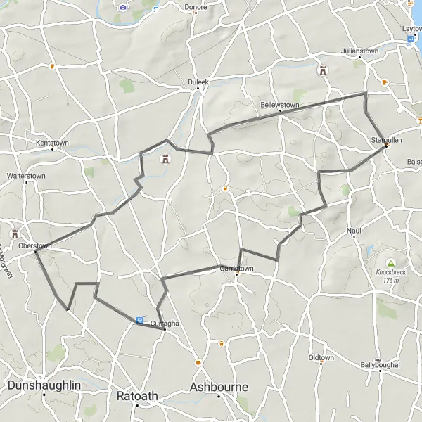 Map miniature of "Stamullen to Garristown Loop" cycling inspiration in Eastern and Midland, Ireland. Generated by Tarmacs.app cycling route planner