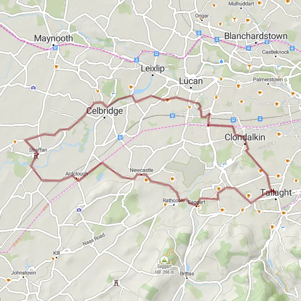 Map miniature of "The Tallaght Escape" cycling inspiration in Eastern and Midland, Ireland. Generated by Tarmacs.app cycling route planner