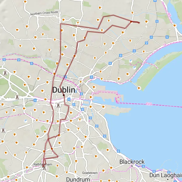 Map miniature of "Gravel Adventure near Terenure" cycling inspiration in Eastern and Midland, Ireland. Generated by Tarmacs.app cycling route planner