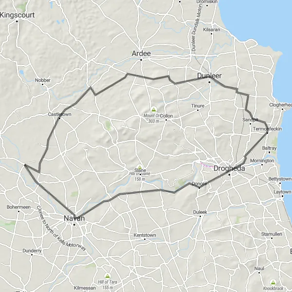 Map miniature of "The Boyne Valley Loop" cycling inspiration in Eastern and Midland, Ireland. Generated by Tarmacs.app cycling route planner