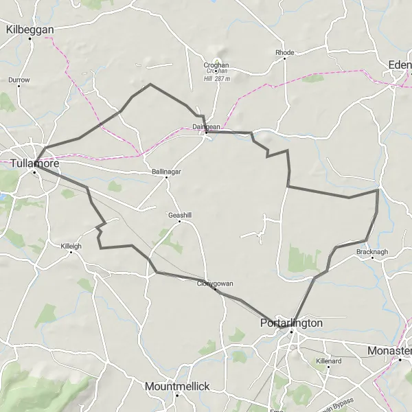 Map miniature of "Grand Canal Trail" cycling inspiration in Eastern and Midland, Ireland. Generated by Tarmacs.app cycling route planner