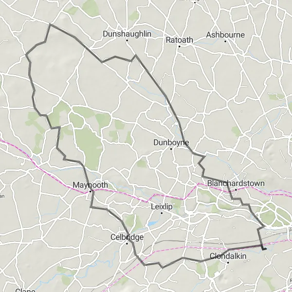 Map miniature of "Historical Trail" cycling inspiration in Eastern and Midland, Ireland. Generated by Tarmacs.app cycling route planner