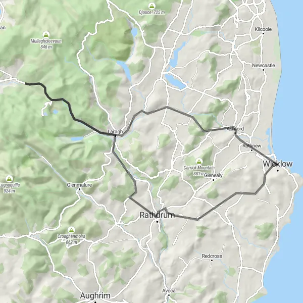 Map miniature of "Glendalough Discovery" cycling inspiration in Eastern and Midland, Ireland. Generated by Tarmacs.app cycling route planner